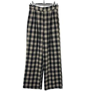Cider Size S Wide Leg Trouser Pants‎ Plaid Preppy High Rise Black Green Flannel